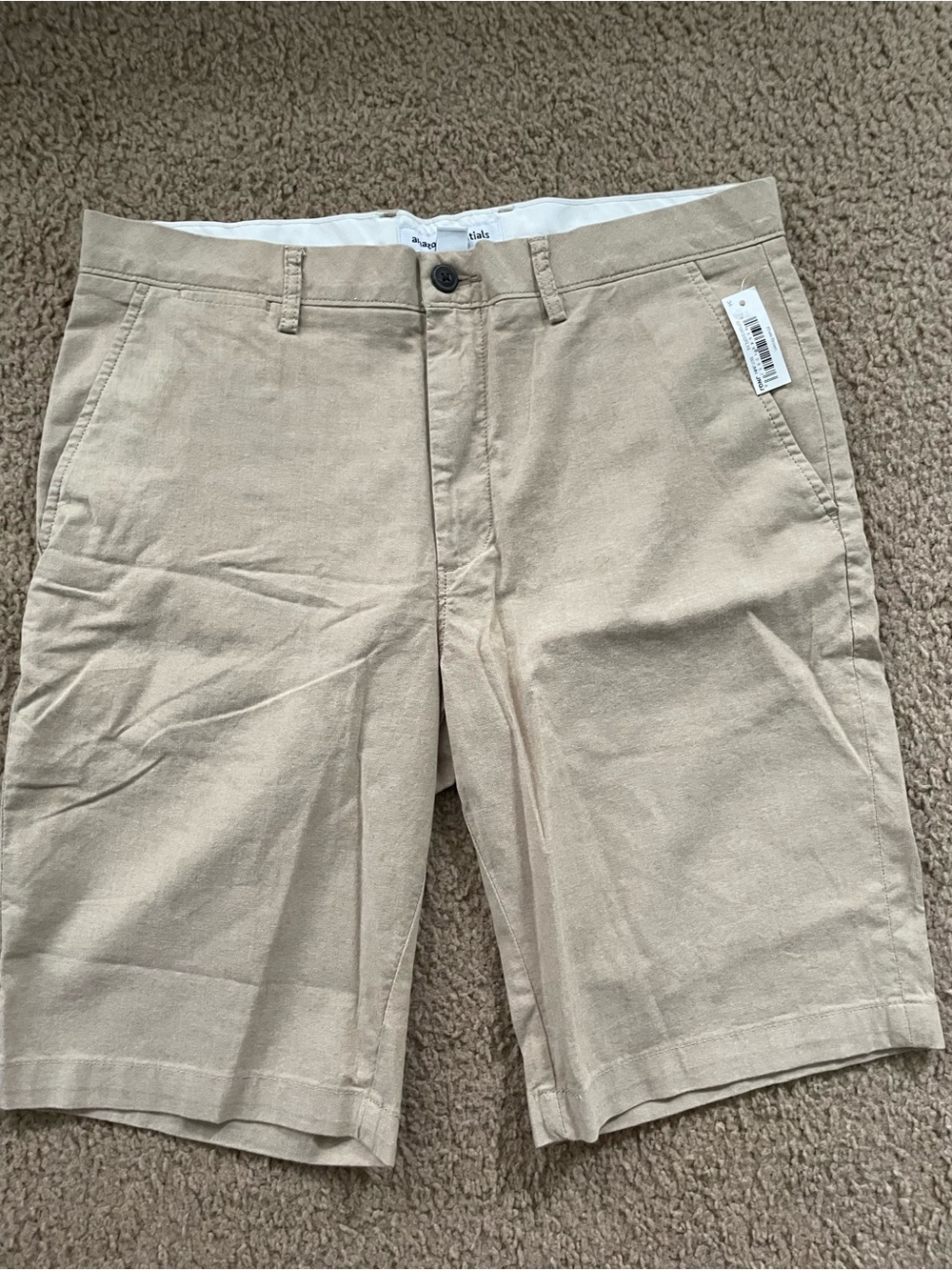 Amazon Essentials Beige Flat-Front Men's Shorts